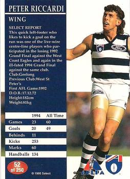 1995 Select AFL #52 Peter Riccardi Back